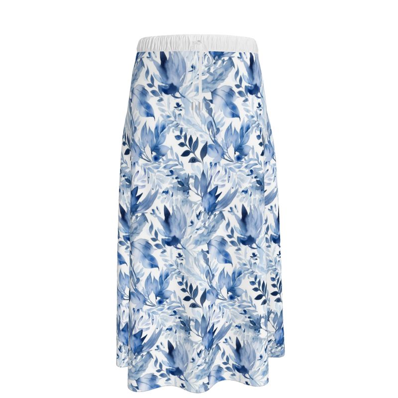 China Blue Foliage Maxi Skirt