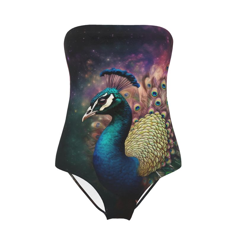 Cosmic Peacock Swimsuit Strapless