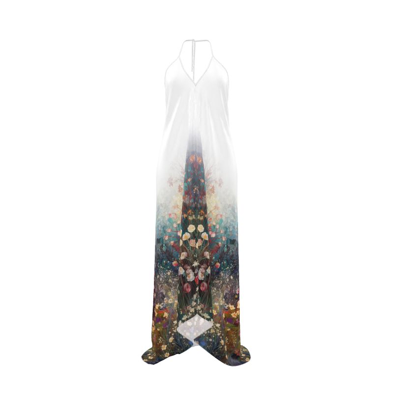 Mosaic Garden Halterneck Backless Dress