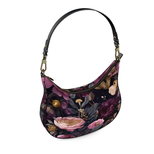 Burgundy Bloom Curve Hobo Bag