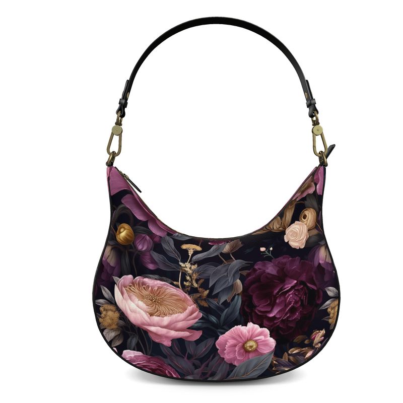 Burgundy Bloom Curve Hobo Bag