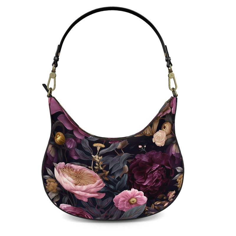 Burgundy Bloom Curve Hobo Bag