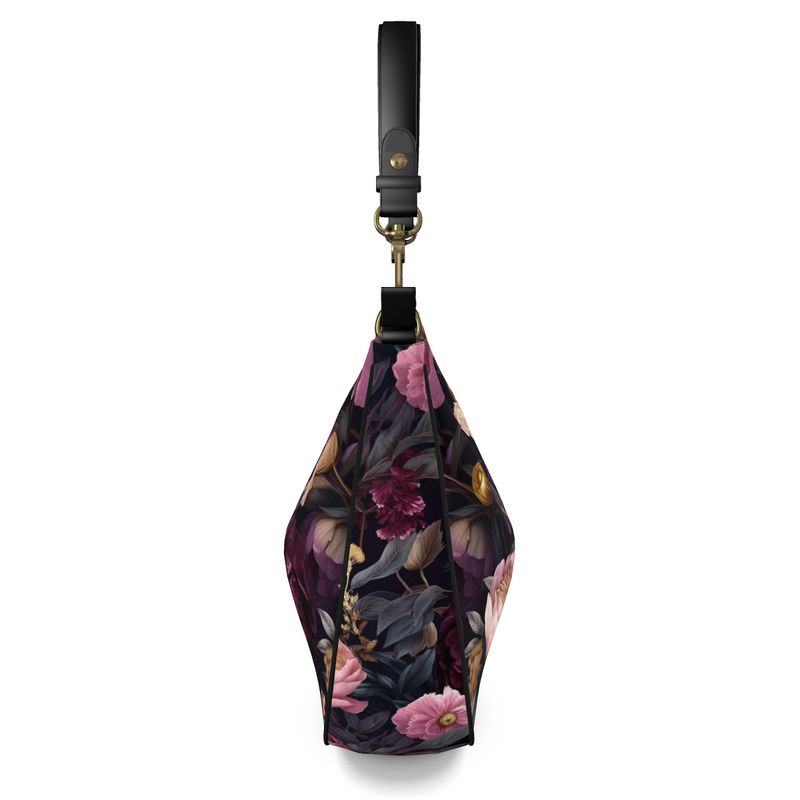 Burgundy Bloom Curve Hobo Bag