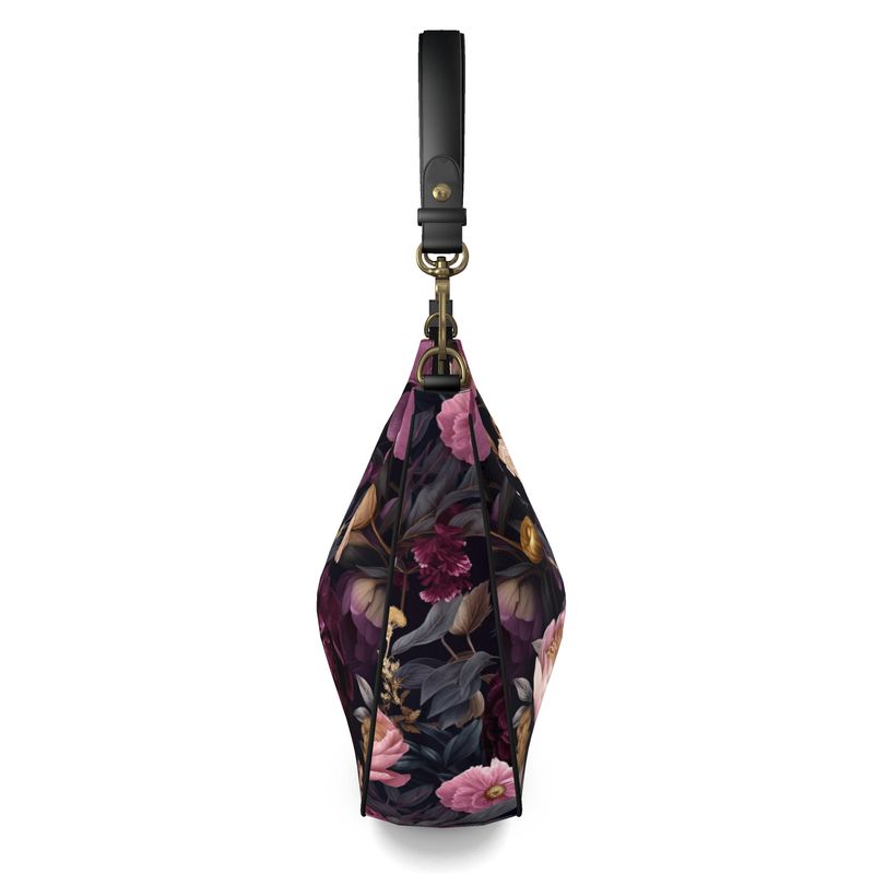 Burgundy Bloom Curve Hobo Bag