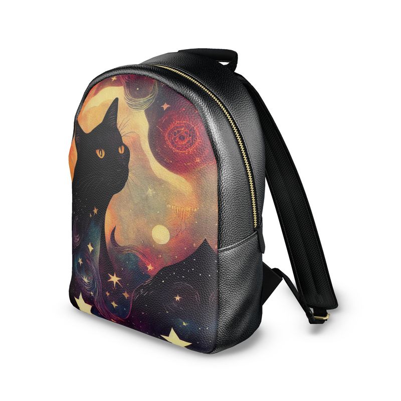 Mystic Feline Dreamscape Colville Leather Backpack