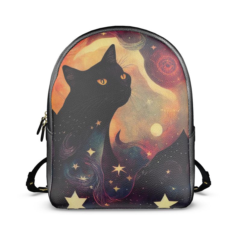 Mystic Feline Dreamscape Colville Leather Backpack