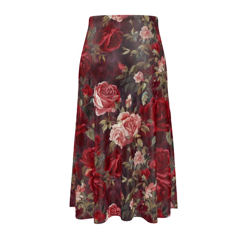 Red Rose Medley Midi Skirt