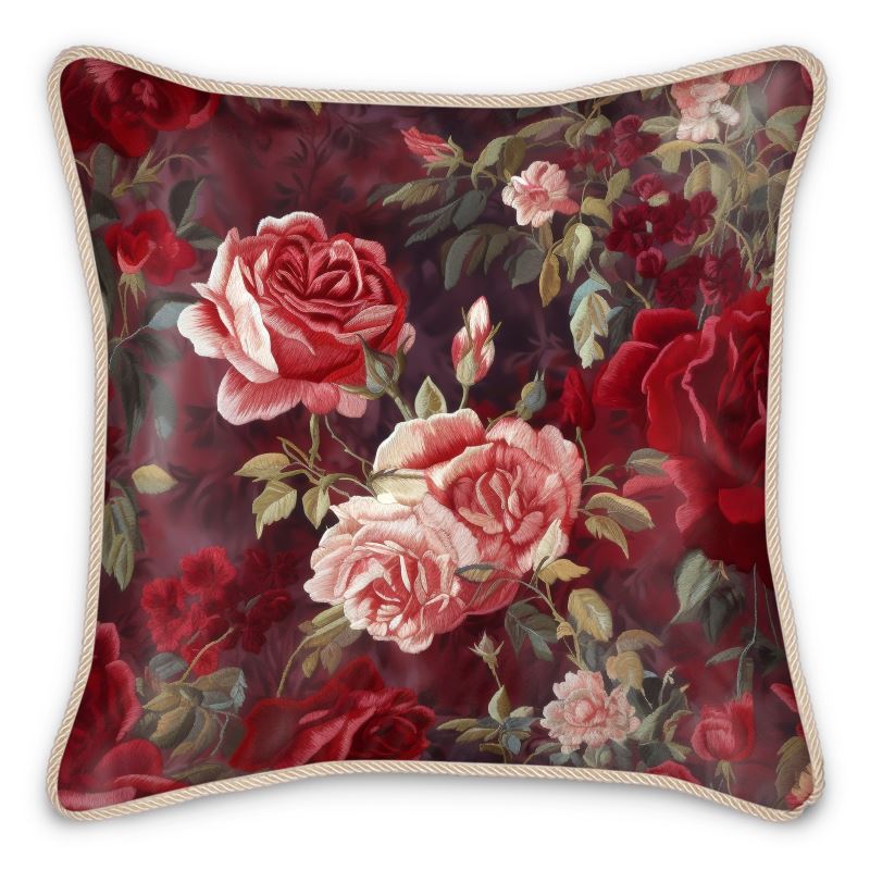 Red Rose Medley Silk Cushions
