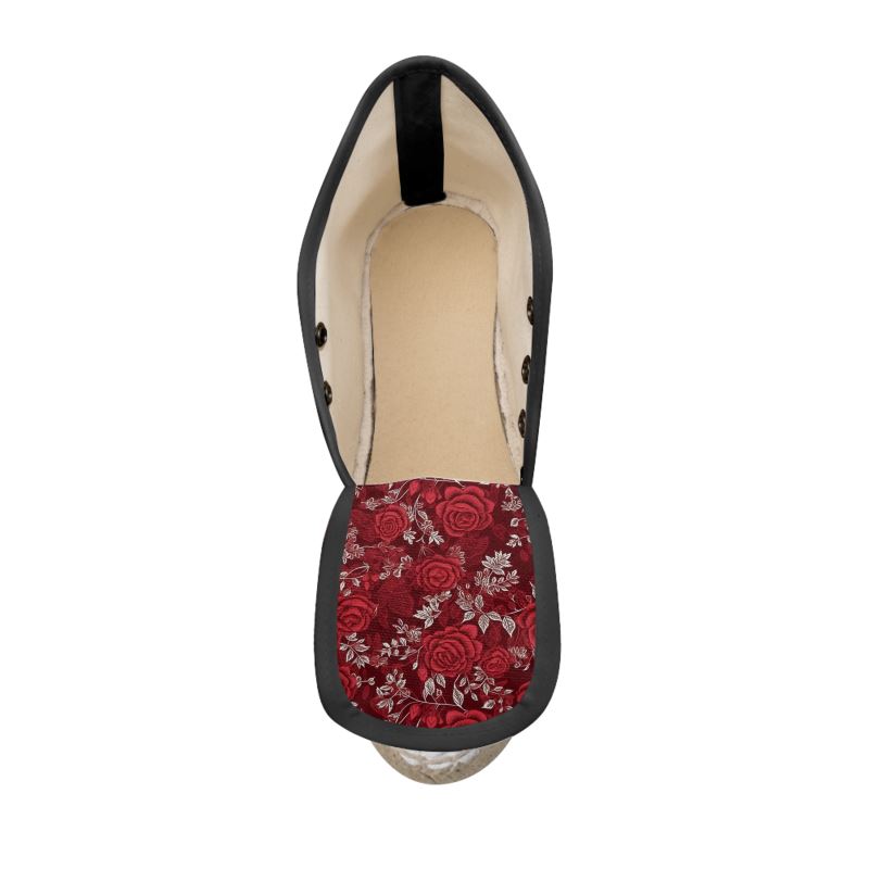 Red Rose Romance Ladies Wedge Espadrilles