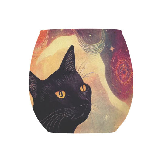 Mystic Feline Dreamscape Glass Tealight Holder