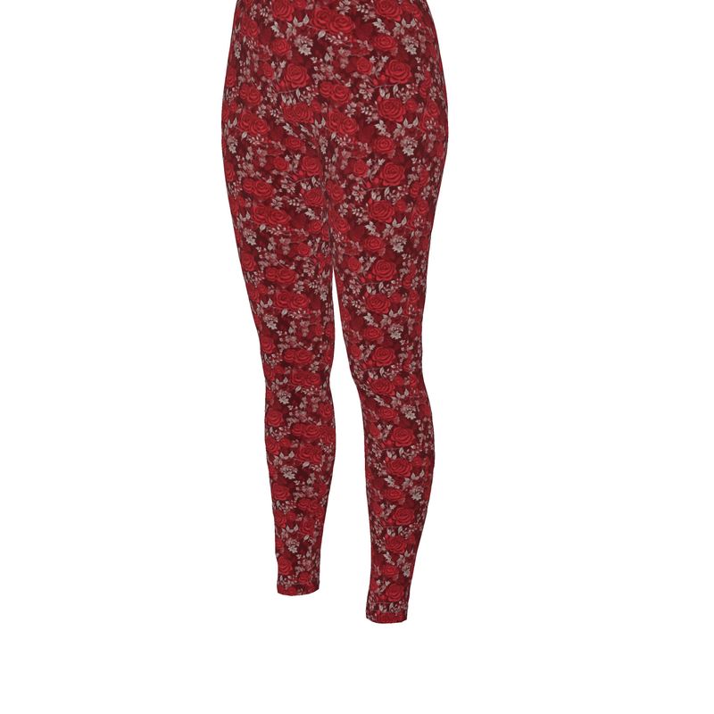 Red Rose Romance High Waisted Leggings