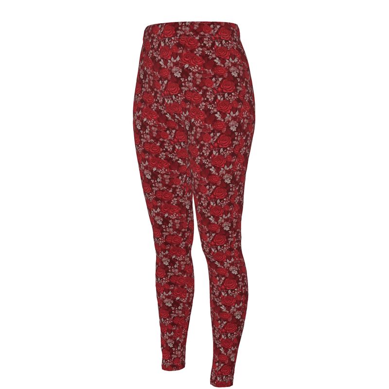 Red Rose Romance High Waisted Leggings