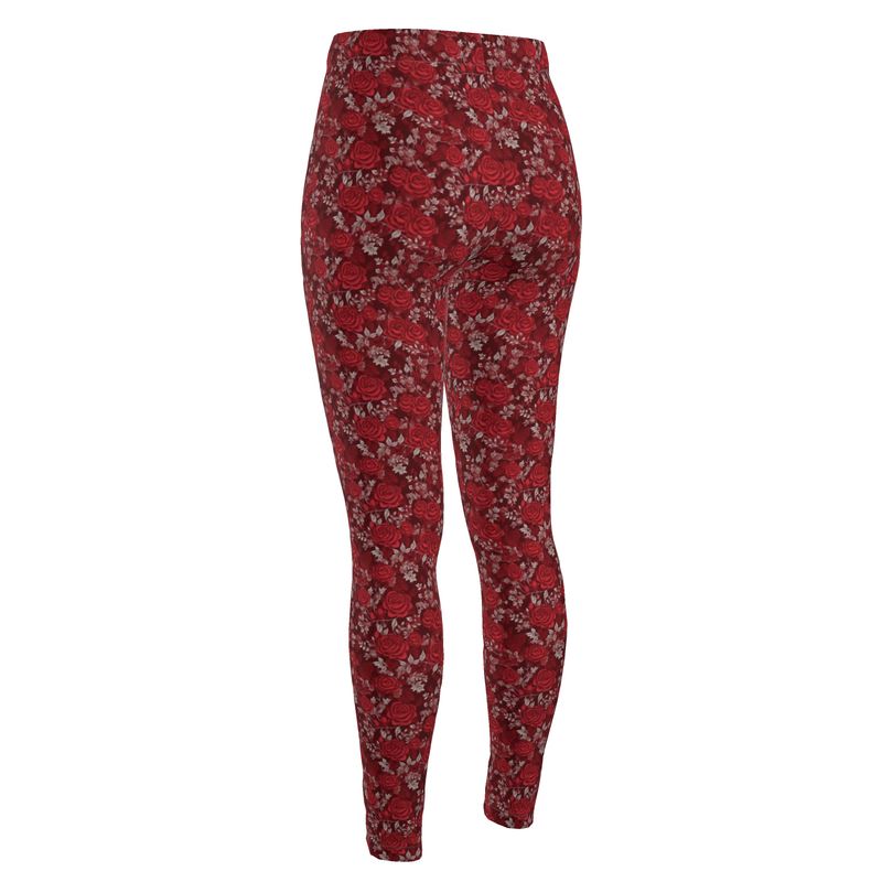 Red Rose Romance High Waisted Leggings