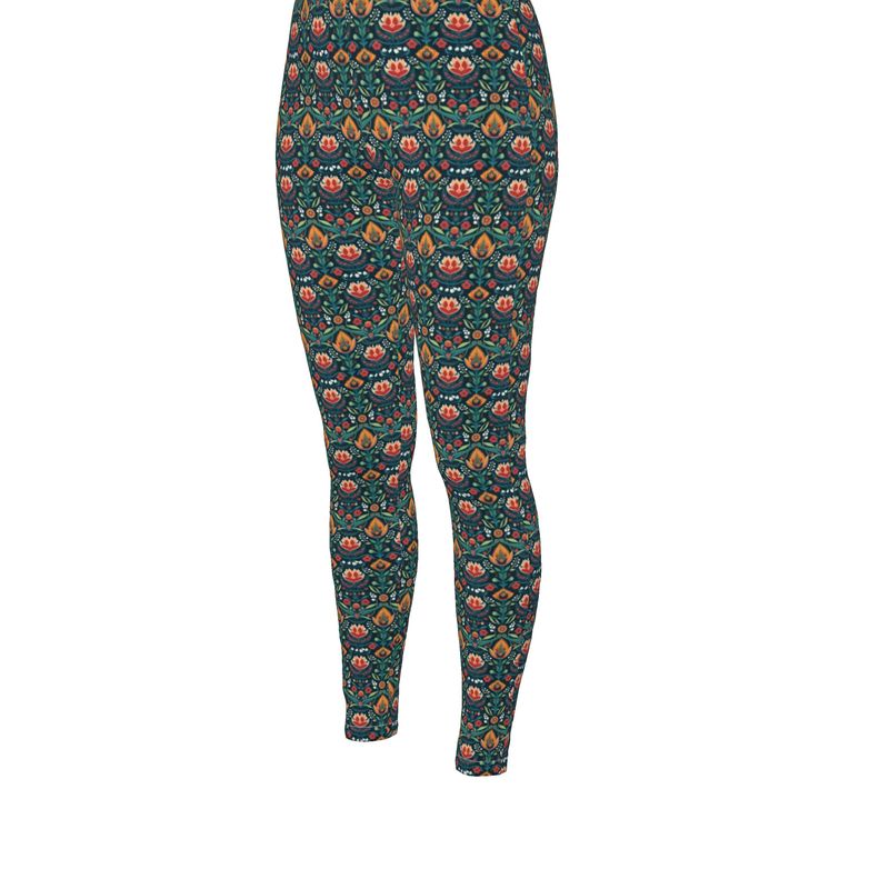 Nordic Floral Tapestry High Waisted Leggings