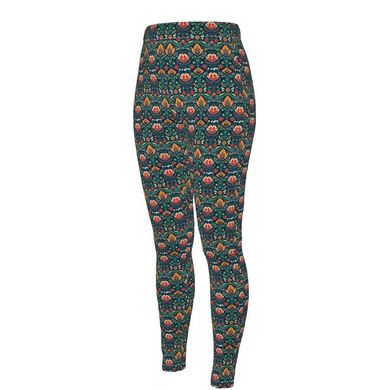 Nordic Floral Tapestry High Waisted Leggings