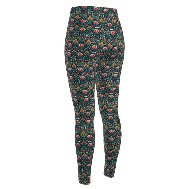 Nordic Floral Tapestry High Waisted Leggings