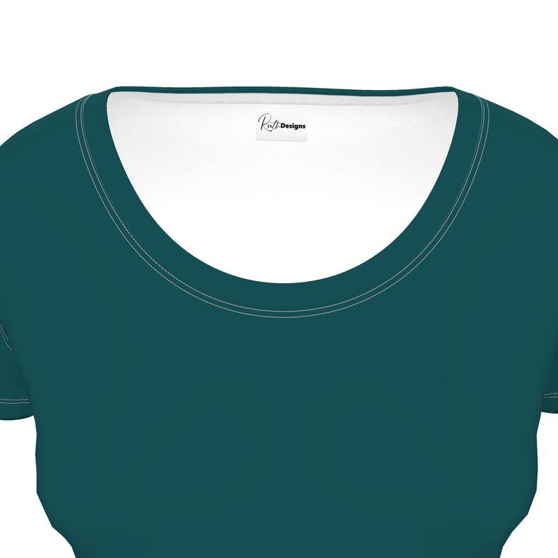 Plain Teal Scoop Neck T-Shirt