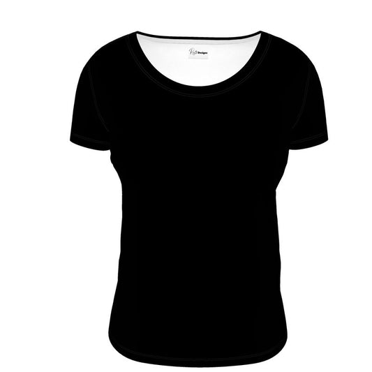 Plain Black Ladies Scoop Neck T-Shirt