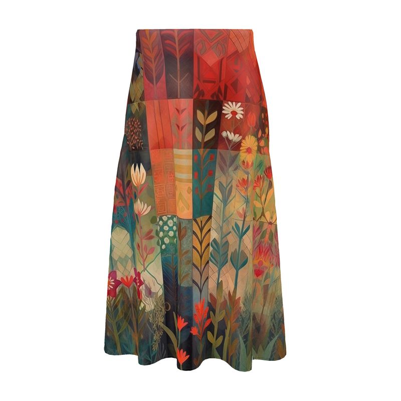 Warm Reds Herbarium Midi Skirt