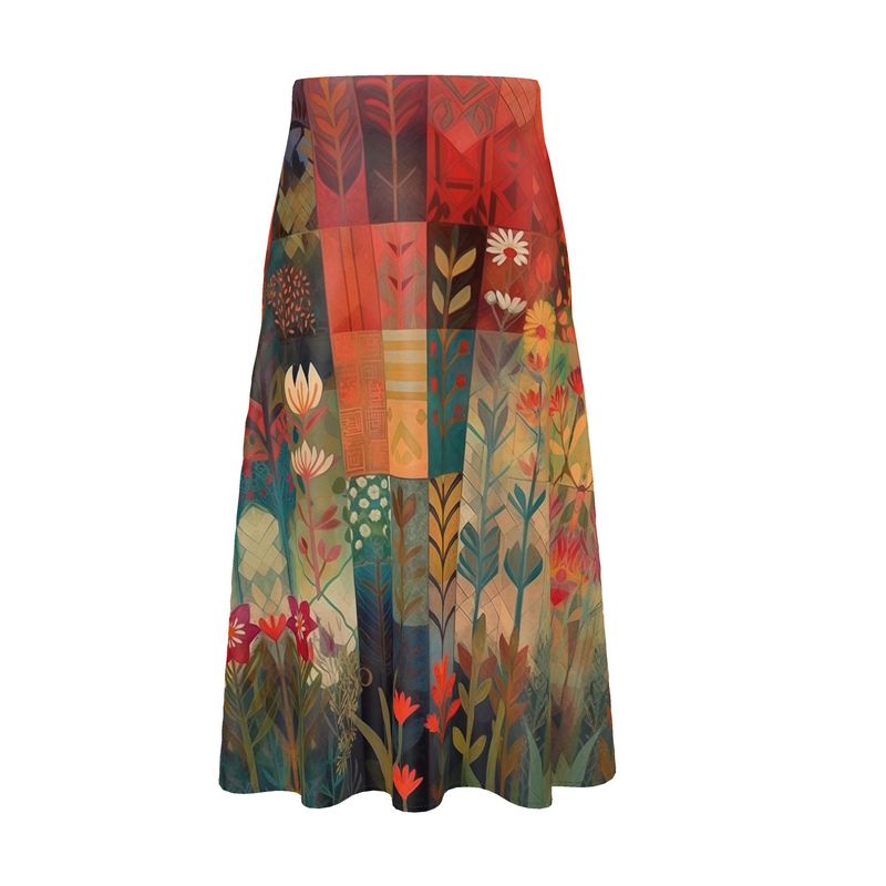 Warm Reds Herbarium Midi Skirt