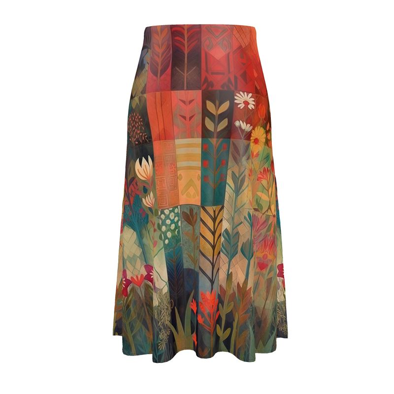 Warm Reds Herbarium Midi Skirt