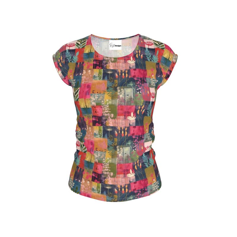 Pink Patchwork Ladies Loose Fit T-Shirt