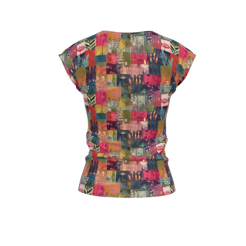 Pink Patchwork Ladies Loose Fit T-Shirt