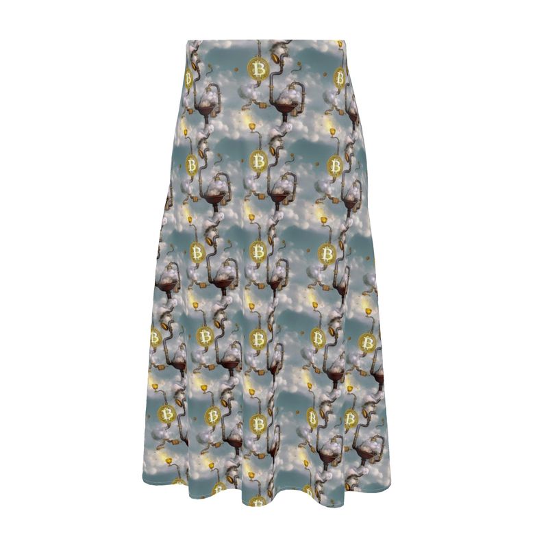 Blockchain Silk Midi Skirt