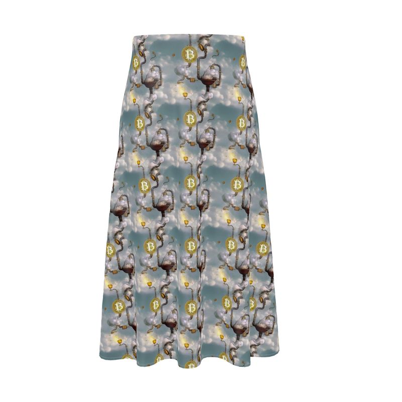 Blockchain Silk Midi Skirt