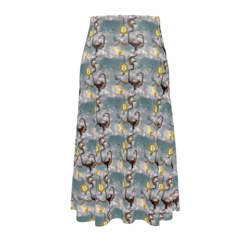 Blockchain Silk Midi Skirt