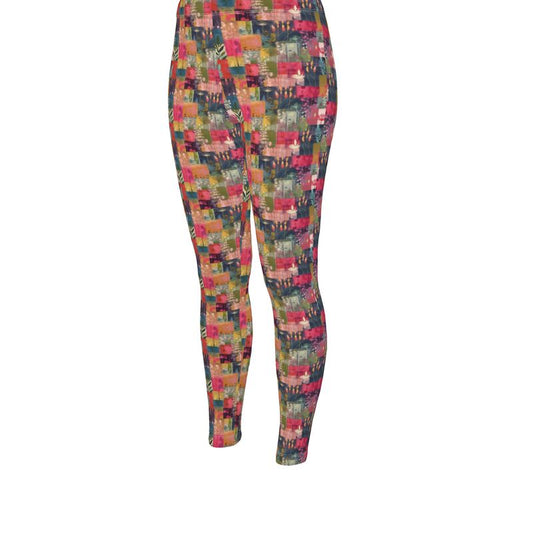 Pink Patchwork High Waisted Leggings