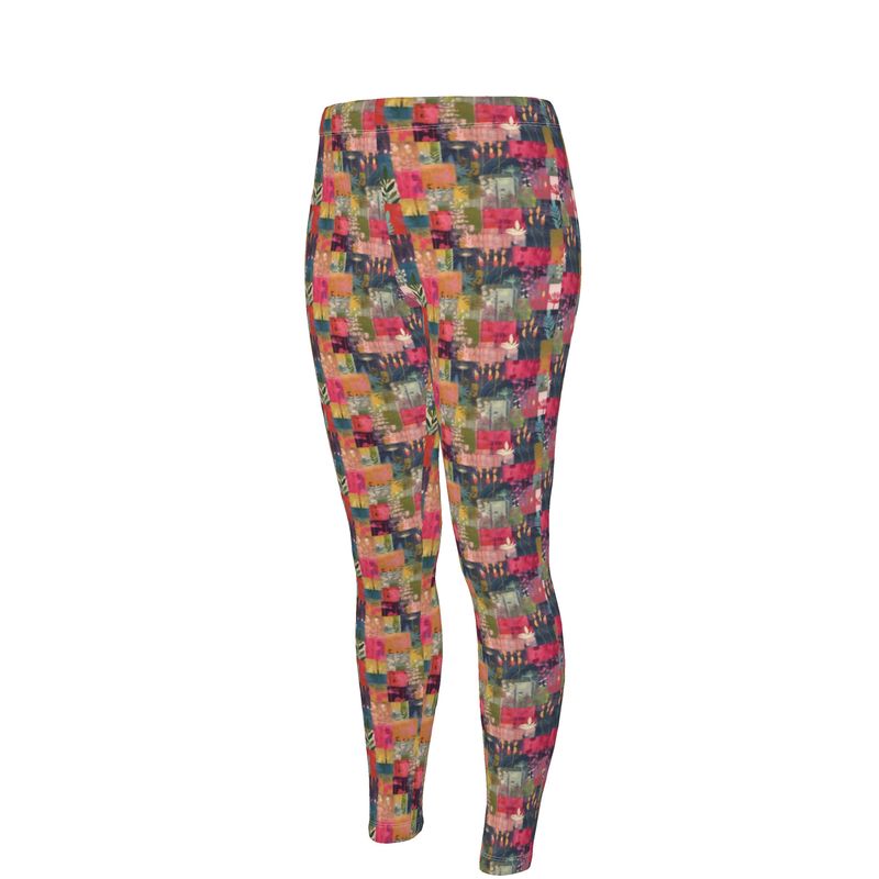 Pink Patchwork High Waisted Leggings