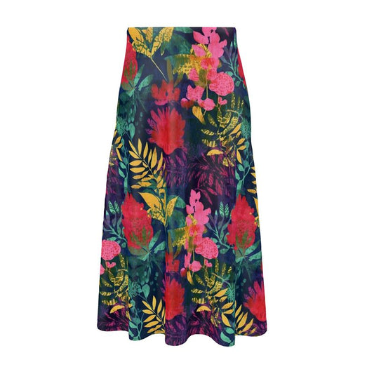 Botanic Gelli Burst Silk Midi Skirt