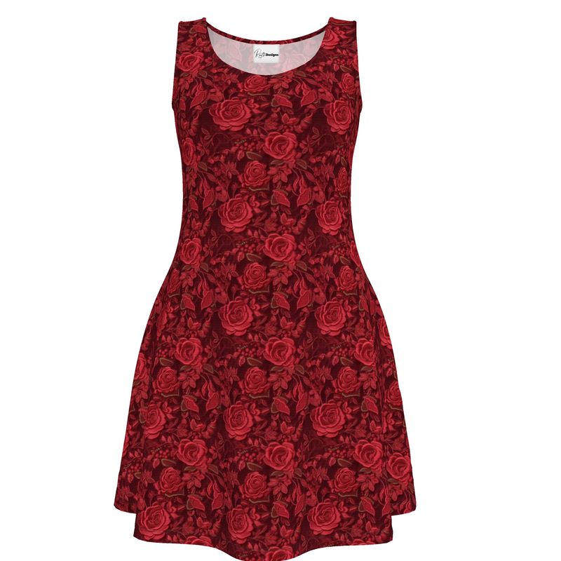 Scarlet Elegance Skater Dress