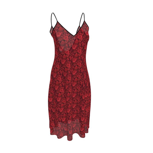 Scarlet Elegance Sleeveless Midi Dress