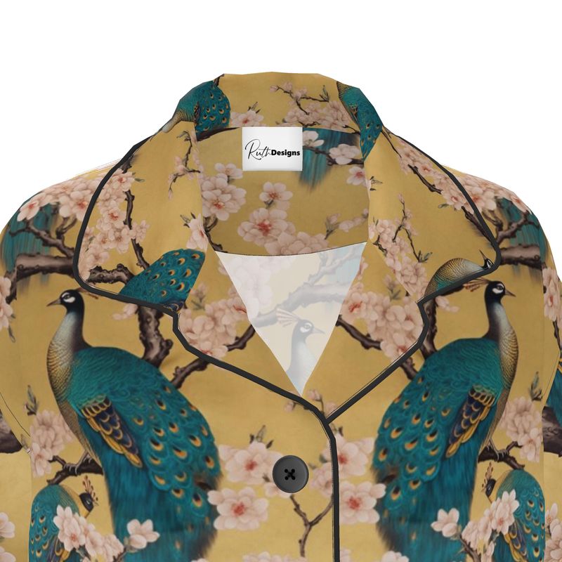 Teal Peacock Serenade Womens Luxury Pyjama Shirt