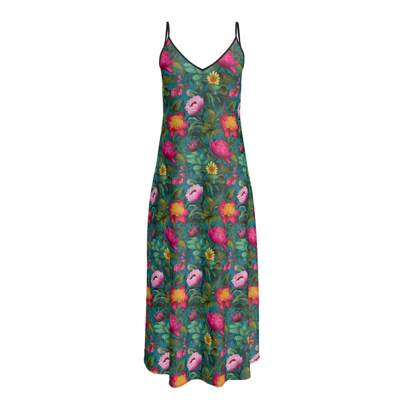Vibrant Bloomscape Slip Dress