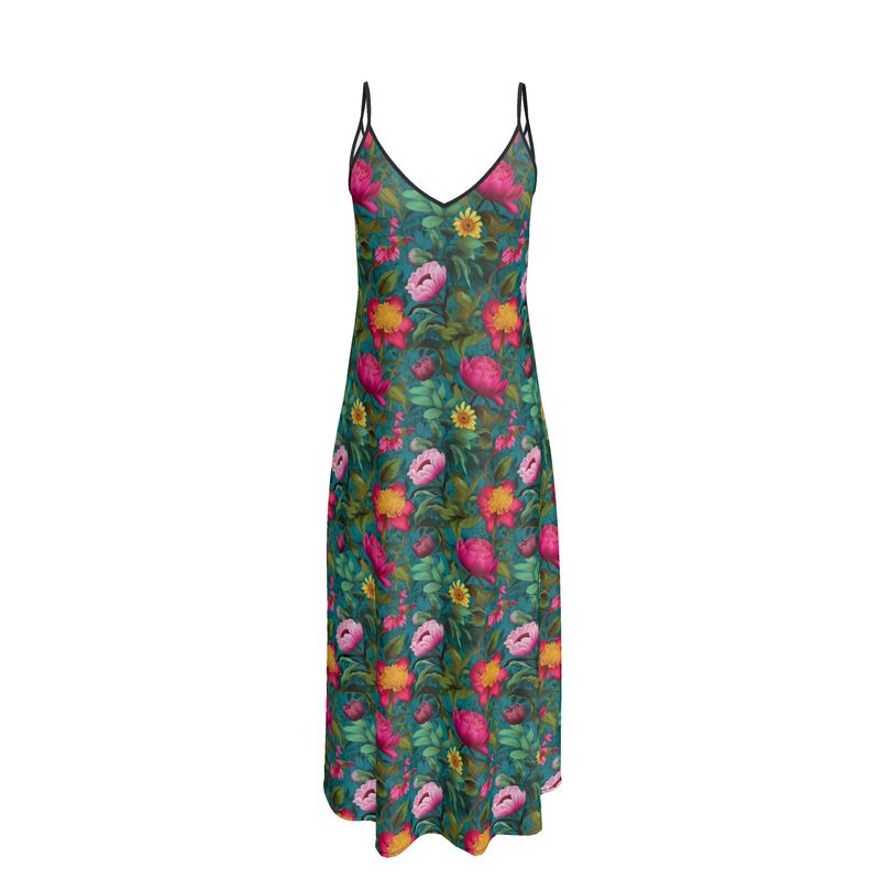 Vibrant Bloomscape Slip Dress