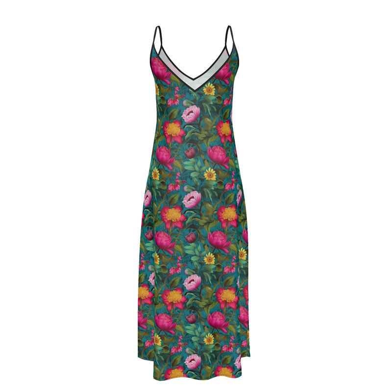 Vibrant Bloomscape Slip Dress