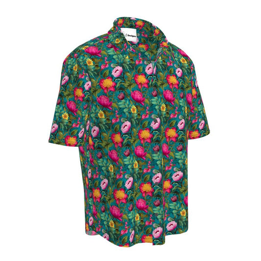 Vibrant Bloomscape Mens Shorts Sleeve Shirt