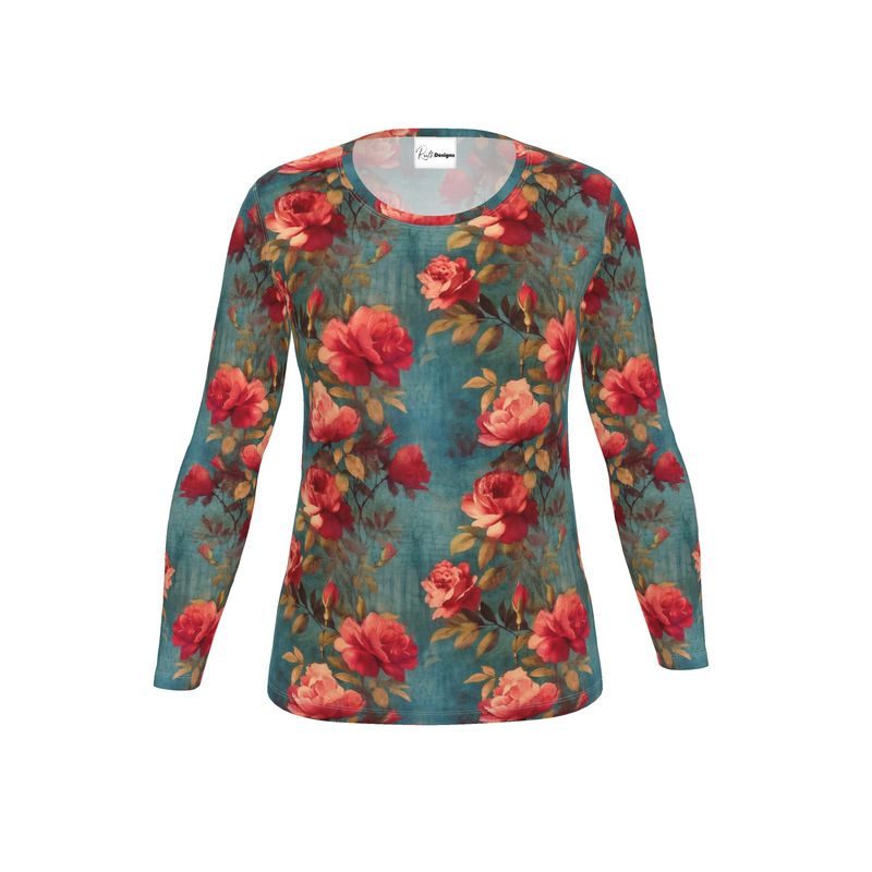 Rose Garden Reverie Womens Long Sleeve T-Shirt