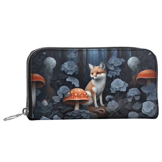 Night Fox Leather Zip Purse