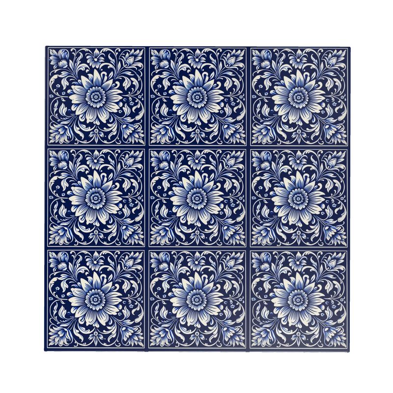 Azure Medallion Ceramic Tile Pattern Side Table