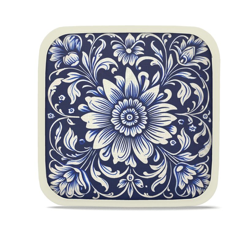 Azure Medallion Tile Pattern Hot Dish Pads