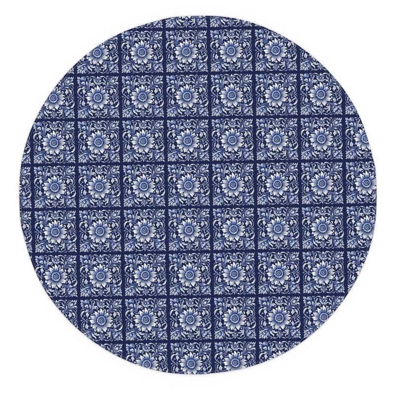 Azure Medallion Tile Pattern Tablecloth