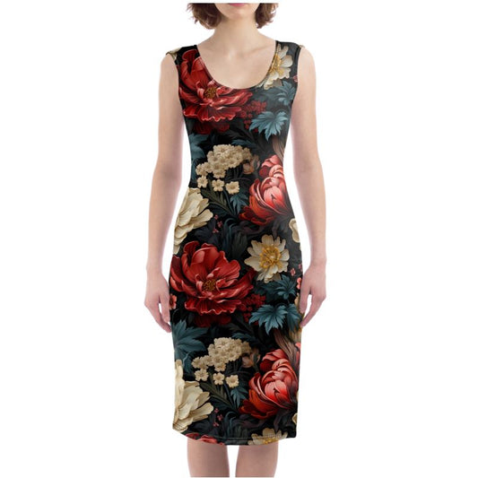 Blooming Crysanthemums Bodycon Dress