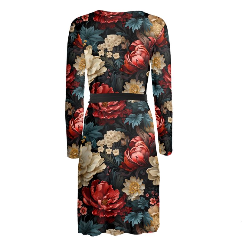 Blooming Chrysanthemums Wrap Dress