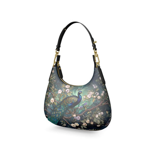 Serene Peacock Blossoms Mini Curve Bag