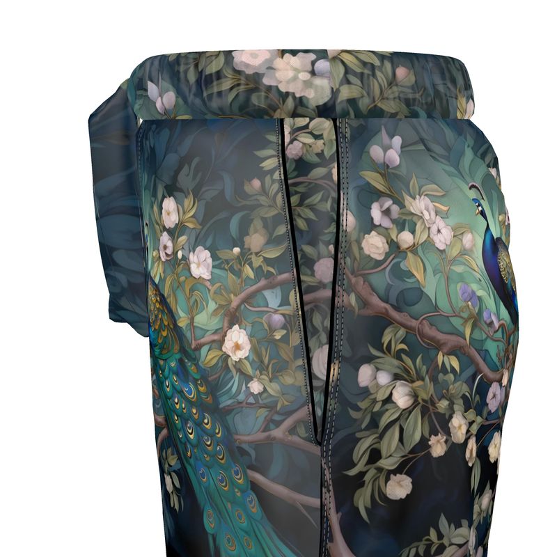 Serene Peacock Blossoms Womens Luxury Pyjama Shorts