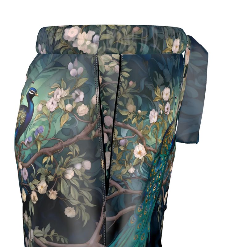 Serene Peacock Blossoms Womens Luxury Pyjama Shorts